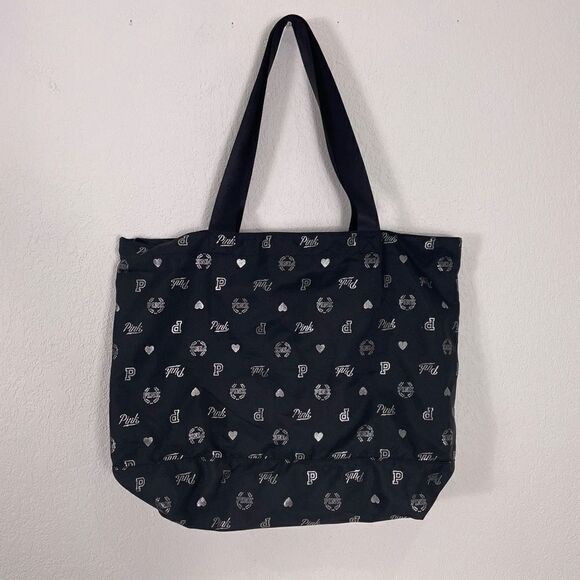 VS Pink Black Monogram Logo Medium Sized Travel Tote Bag - Picture 2 of 6